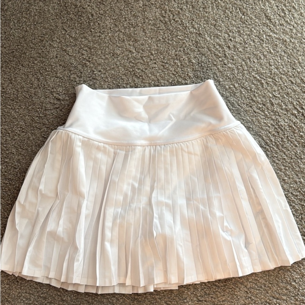 ALO Yoga White Pleated Mini Skirt